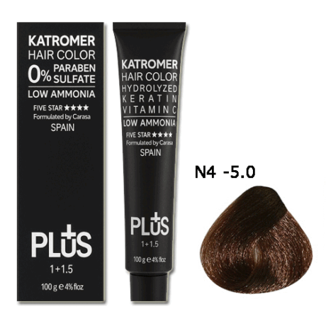 رنگ موی کاترومر بدون سولفات KATROMER،شماره N4 -5.0